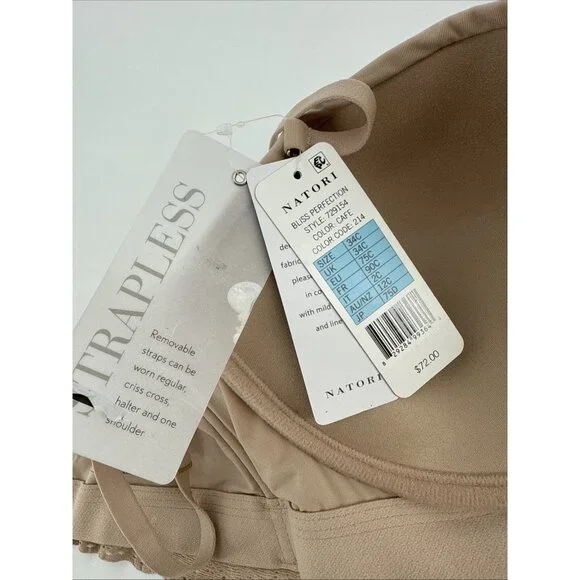 New Natori Size 34C Nude Bliss Perfection Convertible Bra Underwire Padded NWT - Picture 7 of 7